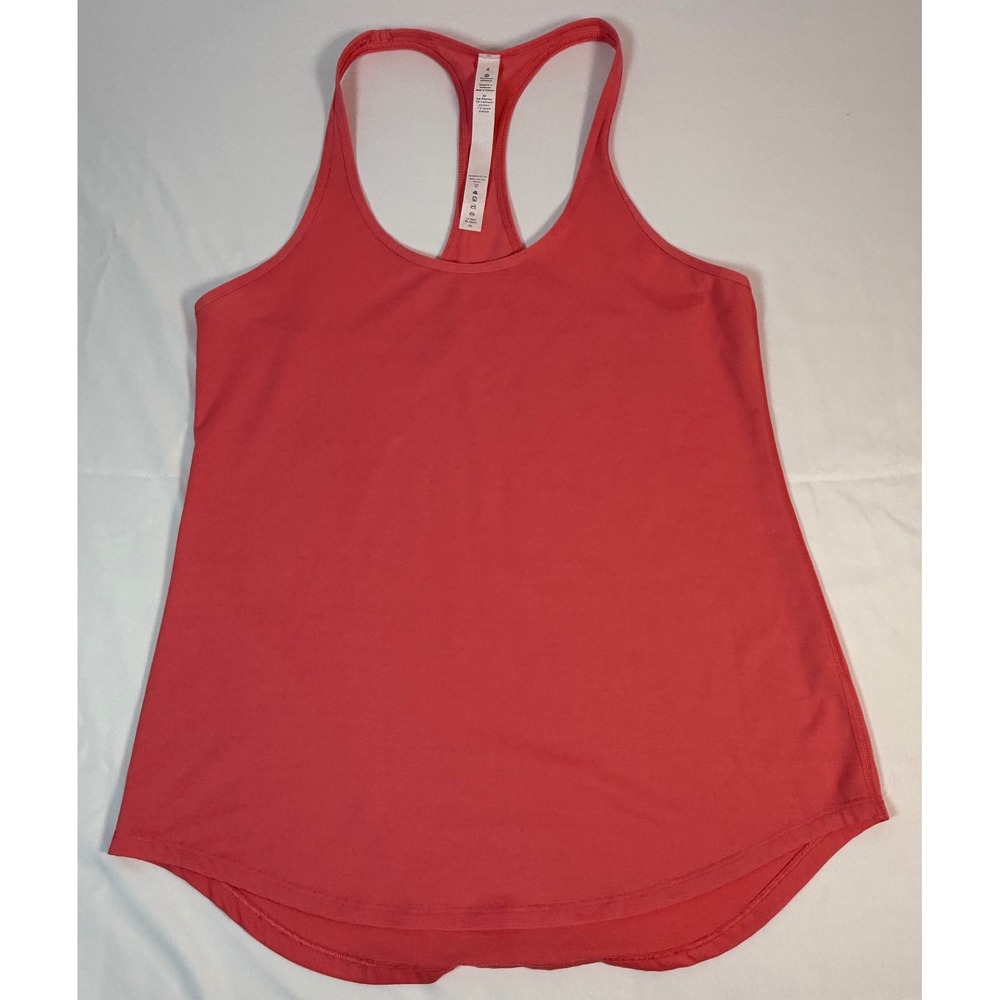 Lululemon Essential Tank Top Pink Coral Racerback Size 4 Coolmax Lycra Stretch